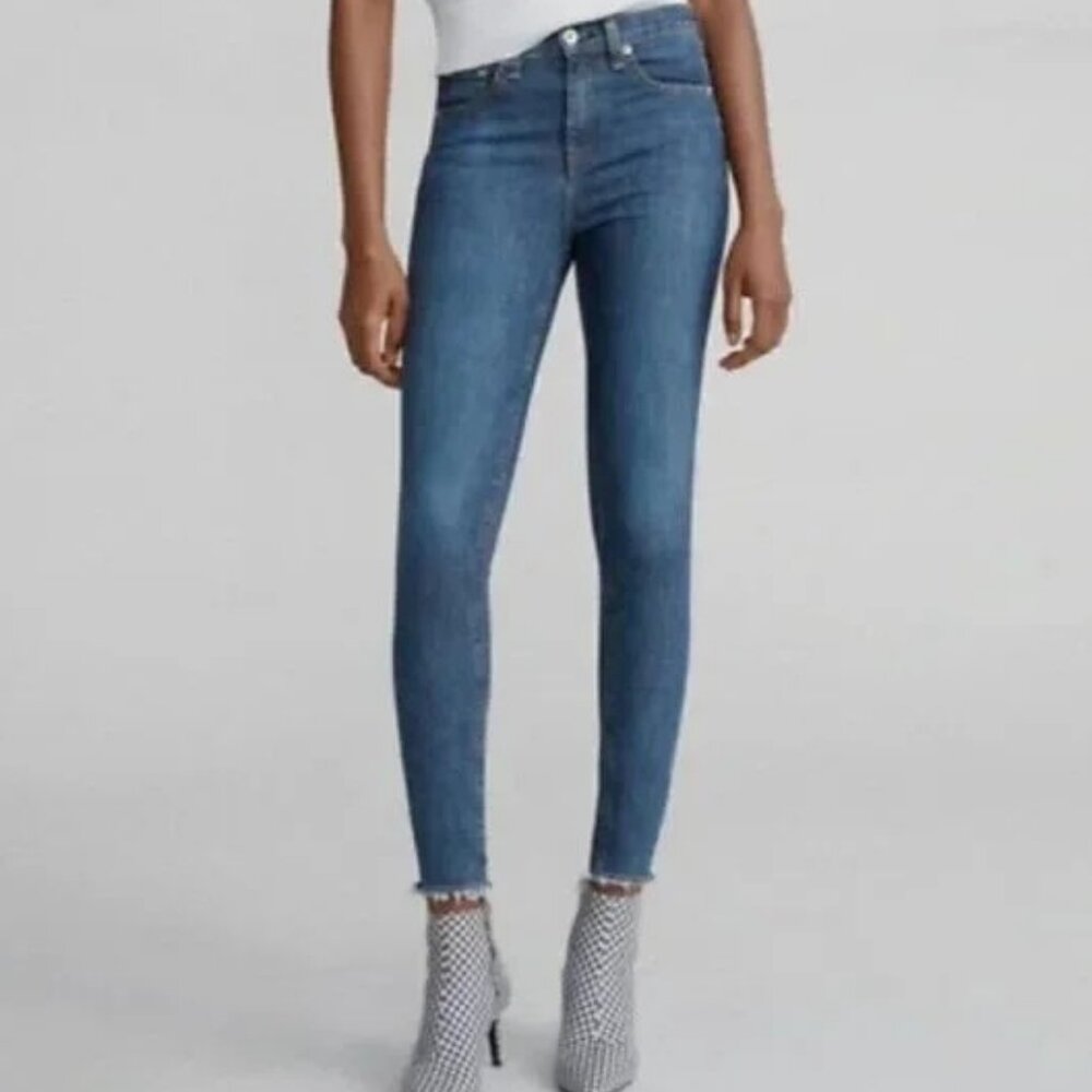 Rag & Bone High Rise Ankle Skinny Stretch Jean in West, Medium Wash